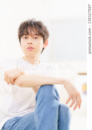 Portrait of a young man, vertical 136327897