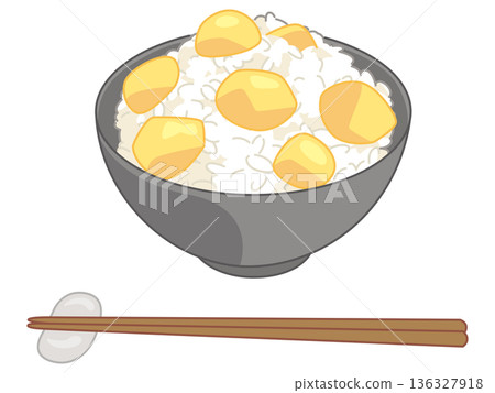 栗子飯示意圖（附筷子和筷架） 136327918
