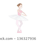 Cute ballerina illustration_Variation rehearsal_Pointe_Tutu 136327936