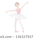 Cute ballerina illustration_Variation rehearsal_Pointe_Tutu 136327937