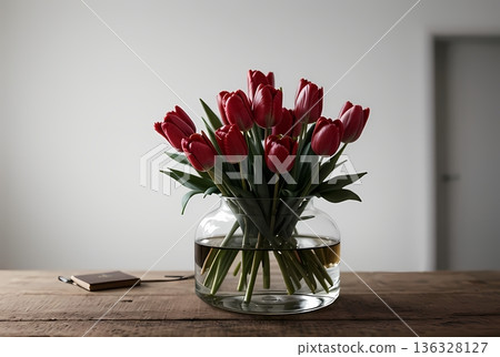 Tulip living in a vase 136328127