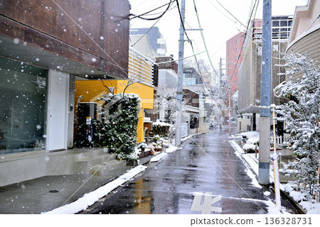 東京澀谷區代代木上原站附近,一片寧靜的高級住宅區,飄著小雪。 東京澀谷區代代木上原站附近,一片寧靜的高級住宅區,飄著小雪。 136328731