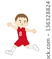A boy running and playing defense in a basketball game 136328824