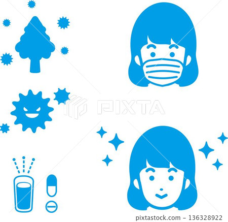 Illustration of a person suffering from hay fever symptoms. Sneezing, runny nose, itchy eyes, and allergy prevention measures Illustration of a person suffering from hay fever symptoms. Sneezing, runny nose, itchy eyes, and allergy prevention measures 136328922