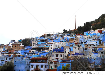 Morocco's blue city Chefchaouen distant view 2 Morocco's blue city Chefchaouen distant view 2 136329113