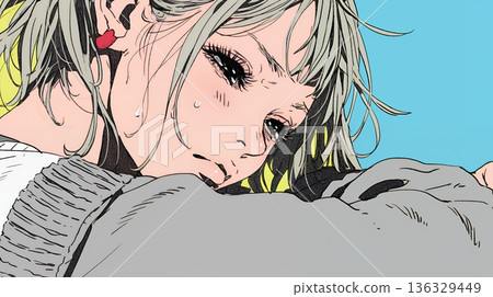 Young woman sighing 136329449