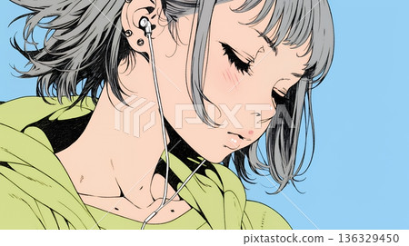 Young woman sighing 136329450