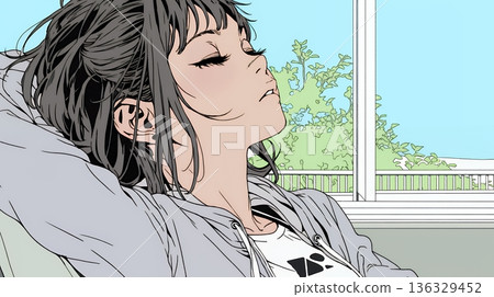 嘆氣的年輕女人 136329452