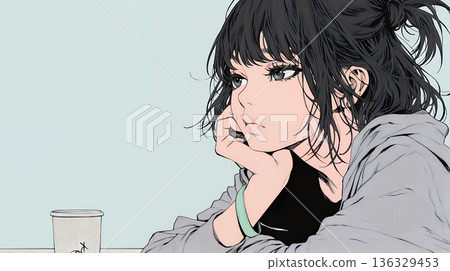 嘆氣的年輕女人 136329453