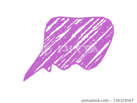 Wavy crayon speech bubble sketch in bold diagonal style. Organic bubble with chat and talk message form, playful scribble graphic and rough textured shape, perfect for modern communication concept. 136329567