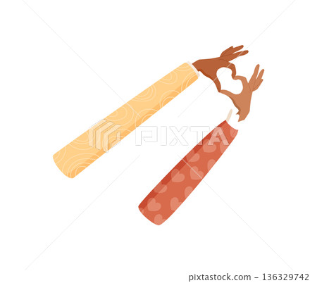 Colorful hands forming a heart symbol in abstract art style. Gestures of love and hope express solidarity and friendship. A creative depiction of support human connection in flat colorful design. Colorful hands forming a heart symbol in abstract art style. Gestures of love and hope express solidarity and friendship. A creative depiction of support human connection in flat colorful design. 136329742