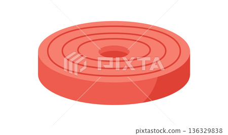 Flat style barbell weightlifting plate. Round workout equipment disc for bodybuilding and gym training. Fitness tool ideal for muscle strength and sport activity. Vibrant minimal design suitable Flat style barbell weightlifting plate. Round workout equipment disc for bodybuilding and gym training. Fitness tool ideal for muscle strength and sport activity. Vibrant minimal design suitable 136329838