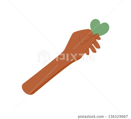 Flat hand holding heart symbol. A gesture of give, love, and support symbolized through a colorful heart. Representation of aid, charity, and help. Creative flat illustration for solidarity, care, Flat hand holding heart symbol. A gesture of give, love, and support symbolized through a colorful heart. Representation of aid, charity, and help. Creative flat illustration for solidarity, care, 136329987