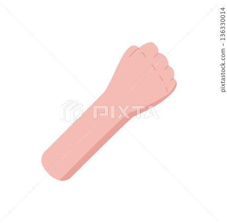 Flat cartoon hand showing number five sticker. Bare palm with closed fist on an isolated arm shows a counting gesture. Minimal style image, perfect for math or educational concepts. Flat cartoon hand showing number five sticker. Bare palm with closed fist on an isolated arm shows a counting gesture. Minimal style image, perfect for math or educational concepts. 136330014