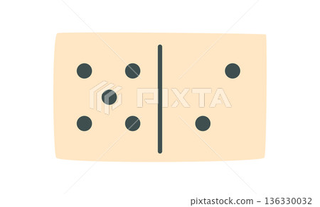 Flat domino tile with black dots and simple design. Wooden board game piece suitable for table play and strategy concepts. Perfect for toy, fun, boardgame visuals. Flat domino tile with black dots and simple design. Wooden board game piece suitable for table play and strategy concepts. Perfect for toy, fun, boardgame visuals. 136330032