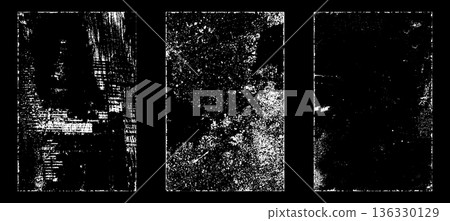 Black and white grunge. Distress overlay texture. Abstract surface dust and rough dirty wall background concept. Distress illustration simply place over object to create grunge effect. Vector EPS10. 136330129