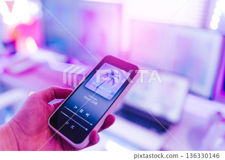 Music playing on smartphone 136330146