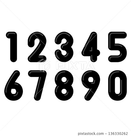 A colorful set of numbers with a plump, three-dimensional feel A colorful set of numbers with a plump, three-dimensional feel 136330262