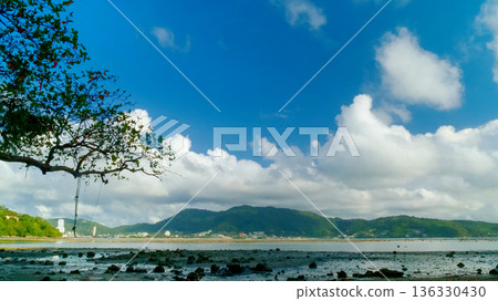 Blue sea white beach turquoise ocean wave coastal in tropical paradise landscape. Beautiful scene seascape marine coastline destinations. Tropical beautiful blue ocean lagoon lake travel summer time. Blue sea white beach turquoise ocean wave coastal in tropical paradise landscape. Beautiful scene seascape marine coastline destinations. Tropical beautiful blue ocean lagoon lake travel summer time. 136330430