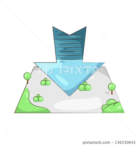 Illustration of map with arrow down Illustration of map with arrow down 136330642