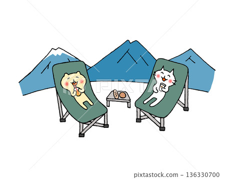 Cute camping, outdoor, hiking and picnic illustrations Cute camping, outdoor, hiking and picnic illustrations 136330700