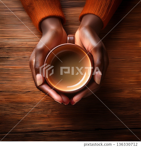 A moment of warmth as you hold your coffee A moment of warmth as you hold your coffee 136330712