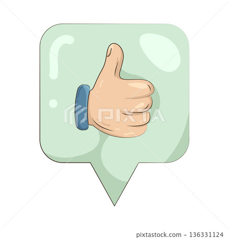 Illustration of speech bubble with a thumbs up 136331124
