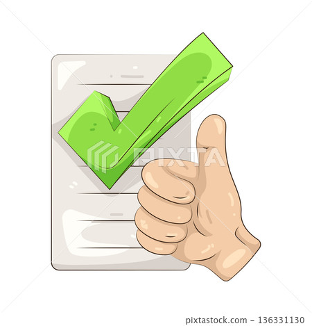Illustration of checklist with a thumbs up 136331130