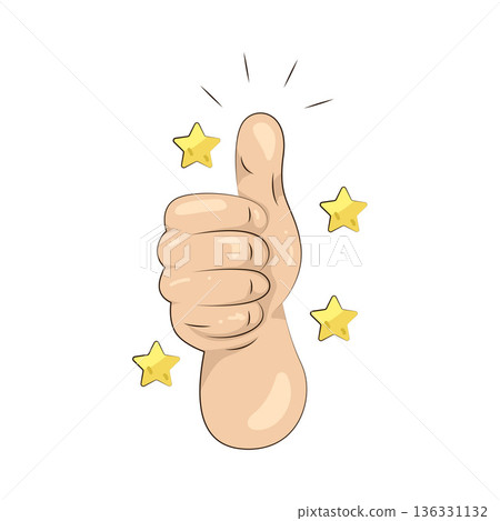 Illustration of star with a thumbs up  136331132