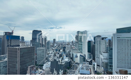 Aerial view of modern city and roads 136331147