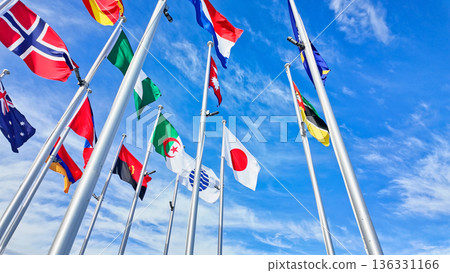 Flags of the world flapping in the wind 136331166