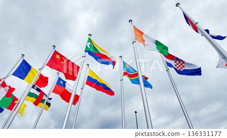 Flags of the world flapping in the wind 136331177
