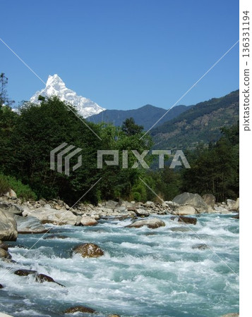 River and Machapuchare River and Machapuchare 136331194