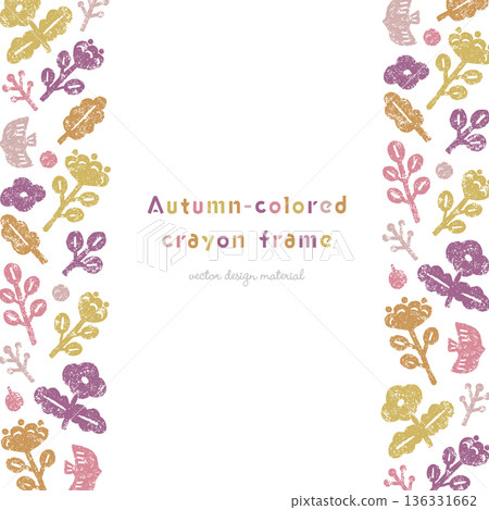 蠟筆風格斯堪的納維亞圖案邊框（秋季） 136331662