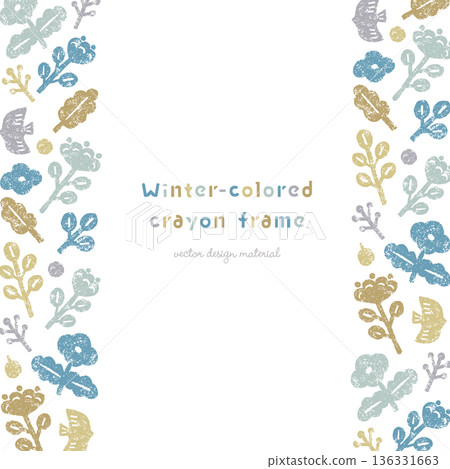 蠟筆風格北歐圖案邊框（冬季） 136331663