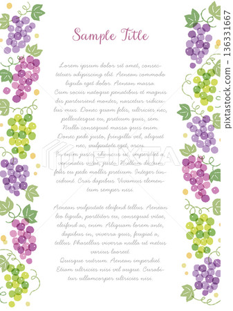 Hand-drawn, rough, and transparent grape frame vector 136331667