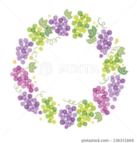 A refreshing, hand-drawn, transparent grape wreath frame A refreshing, hand-drawn, transparent grape wreath frame 136331668