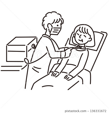 護理人員接受吸痰的插圖線描圖 136331672