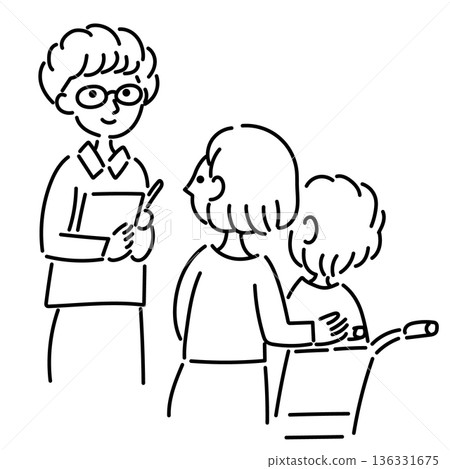 Line drawing illustration of a person receiving nursing care certification 136331675