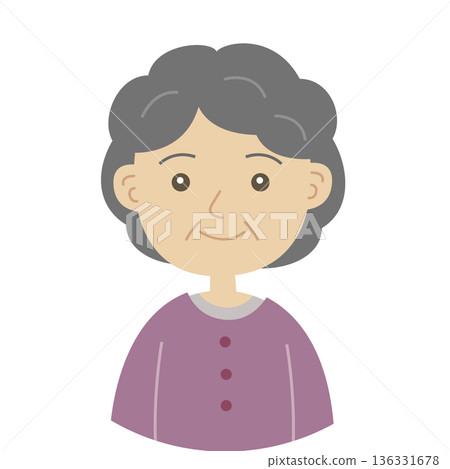 一幅風格簡潔的插畫，描繪了一位70至90歲之間的女性。 136331678