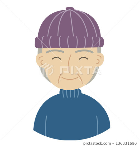 插圖描繪了一位七、八十歲到九十多歲的老人戴著羊毛帽。 插圖描繪了一位七、八十歲到九十多歲的老人戴著羊毛帽。 136331680