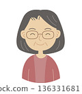 Illustration of a woman in her 70s or 80s. Elegant and calm atmosphere. 136331681