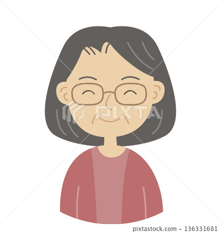 Illustration of a woman in her 70s or 80s. Elegant and calm atmosphere. Illustration of a woman in her 70s or 80s. Elegant and calm atmosphere. 136331681