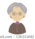 Illustration of a woman in her 60s or 70s with an elegant look 136331682