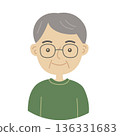 Illustration of a man in his 60s or 70s with a calm atmosphere 136331683