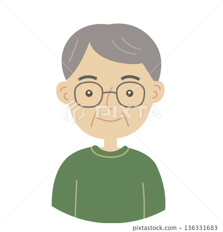 一位六、七十歲男子的插圖,氣氛平靜。 一位六、七十歲男子的插圖,氣氛平靜。 136331683