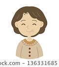 Illustration of a woman in her 50s to 70s with a gentle atmosphere 136331685