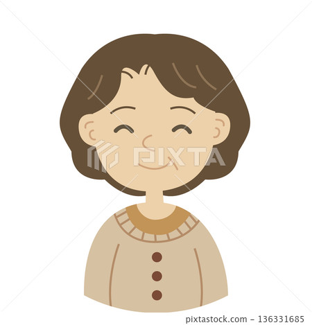 一位年齡在50至70歲之間的女性的插圖，散發出溫柔的氣息。 136331685
