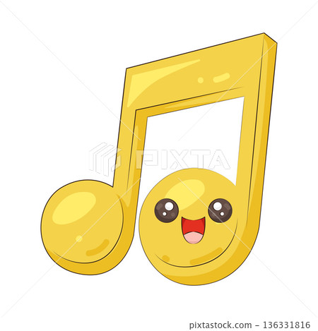 Illustration of happy music note 136331816