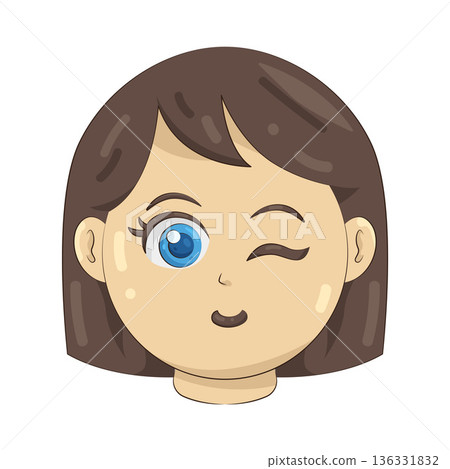 Illustration of winking girl Illustration of winking girl 136331832